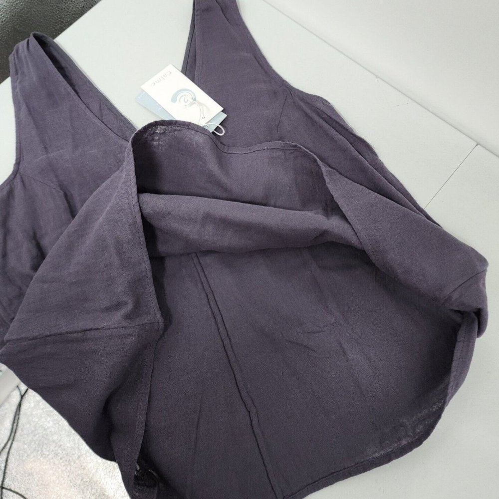 COPY - NEW Size Medium JOHNNY WAS CALME Double Gauze Drape Tank Top Gray Womens - Picture 7 of 9
